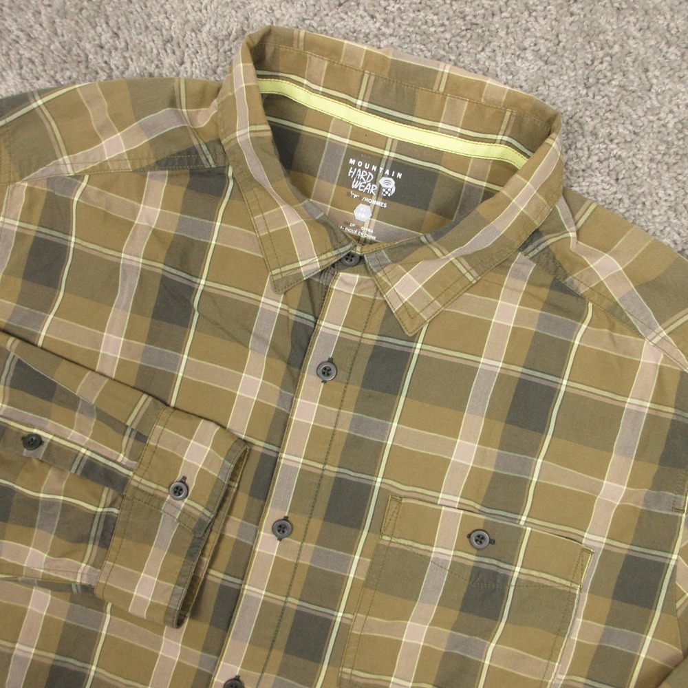 Mountain Hardwear Shirt‎ Mens XL Green Performance Woven Outdoor Work Button Up